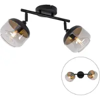 QAZQA Design spotlight svart med guld och rökglas 2-ljus - Kyan