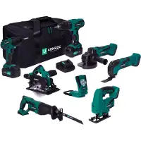 Vonroc Verktygsset VPower 20V – 4.0Ah | Inkl. 7 maskiner, LED-arbetslampa, 2x 4.0Ah batterier och snabbladdare