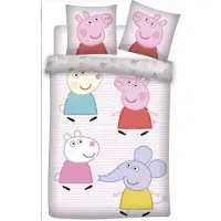 Licens Greta Gris sängkläder - 100% bomull - Junior sängkläder 100x140 cm - Greta Gris, Karina Kanin, Emily Elefant och Frida Får