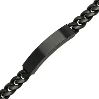 Ace of Spades svart pansararmband med platta Miami Cuban 10 mm SSB-8411PBK-22cm