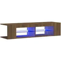 vidaXL Tv-bänk med LED-belysning brun ek 135x39x30 cm