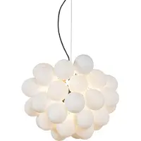 QAZQA Art Deco Hänglampa Svart med Opalglas 8-ljus Rund - Uvas