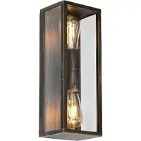 QAZQA Vintage vägglampa antik guld 38 cm 2-ljus IP44 - Charlois