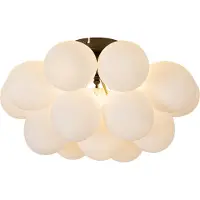 QAZQA Art Deco taklampa svart med opalglas 4-ljus - Uvas