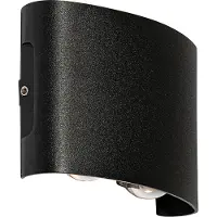 QAZQA Utomhusvägglampa svart inkl LED 4-ljus IP54 - Silly