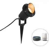 QAZQA Smart spikspot svart IP65 inkl WiFi GU10 - Done
