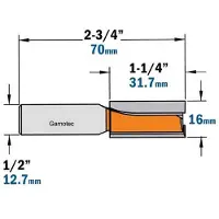 Cmt Rak notfräs ; S=1/2''; D=16 mm