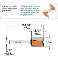 Cmt Rak notfräs ; S=1/4''; D=15 mm