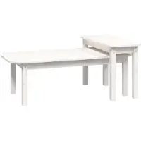 vidaXL Kaffebordsset, Vita, 2 st, Massivt Furuved