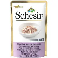 Schesir tonfisk, kyckling med skinka (i gelé) våtfoder katt (påsar)