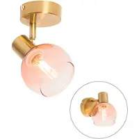 QAZQA Art Deco-spotlight guld med rosa glas - Vidro