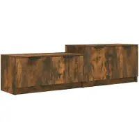 vidaXL Tv-bänk rökfärgad ek 158,5x36x45 cm konstruerat trä