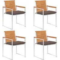 vidaXL Trädgårdsstolar med dynor 4 st massivt akaciaträ