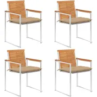 vidaXL Trädgårdsstolar med dynor 4 st massivt akaciaträ