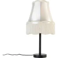 QAZQA Klassisk bordslampa svart med mormorslampa grädde 30 cm - Simplo