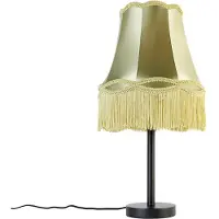 QAZQA Klassisk bordslampa svart med mormorslampa grön 30 cm - Simplo