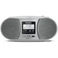 Technisat DIGITRADIO 1990 CD-radio DAB+, FM AUX, Bluetooth, CD, USB Batteri-laddningsfunktion, Väckningsfunktion Silver