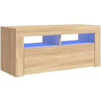 vidaXL TV-bänk med LED-belysning sonoma-ek 90x35x40 cm
