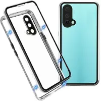 Mtp Products OnePlus Nord CE 5G Magnetiskt Skal med Baksida i Härdat Glas - Silver