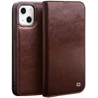 Qialino Classic iPhone 13 Mini Läder Plånboksfodral - Brun
