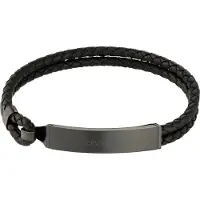 Calvin Klein Metal Logo Plaque Leather Bracelet