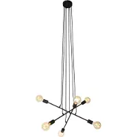 QAZQA Modern pendellampa svart 80 cm 6-ljus - Sydney