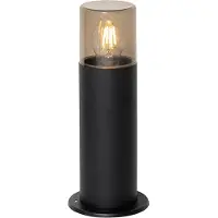 QAZQA Stående utomhuslampa svart med rökfärgad skärm 30 cm IP44 - Odense