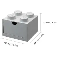LEGO Förvaringslåda - 4 Knoppar - 15x15x9 - Grå - - One Size - Låda