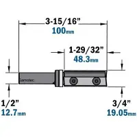 Cmt Kopieringsfräs ; S=1/2''; D=19 mm