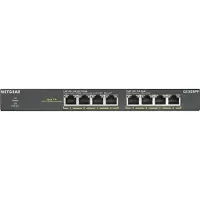 Netgear GS308PP - Switch - ohanterad - 8 x 10/100/1000 (PoE+) - skrivbordsmodell, väggmonterbar - PoE+ (83 W) - likström