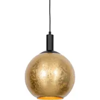 QAZQA Design Hänglampa Svart med Guldglas - Bert