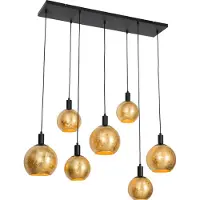 QAZQA Smart pendellampa svart med guldglas 7-ljus inkl. 7 Wifi A60 - Bert