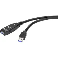 Renkforce USB-kabel USB 3.2 Gen1 USB-A kontakt, USB-A uttag 5.00 m Svart RF-4598344