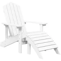 vidaXL Adirondackstol med fotpall HDPE vit