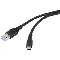 Renkforce USB-kabel USB 3.2 Gen1 USB-A kontakt, USB-C-kontakt 2.00 m Svart PVC-mantel, Högflexibel RF-4995176