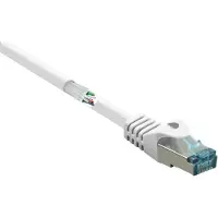 Renkforce RF-5047448 RJ45 Nätverkkabel, Patchkabel CAT 6A S/FTP 15.00 m Vit med låsskydd, Flamskyddsmedel 1 st