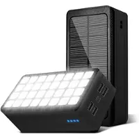 Mtp Products Psooo PS-900 Solcells Powerbank med LED-Ljus - 50000mAh - Svart