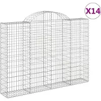vidaXL Gabioner bågformade 14 st 200x30x140/160 cm galvaniserat järn