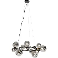 QAZQA Art Deco-pendellampa svart med rökglas 12-ljus - David
