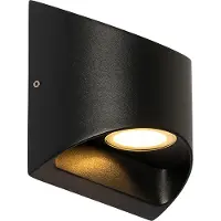 QAZQA Modern utomhusvägglampa svart inkl LED 2-ljus IP54 - Mal