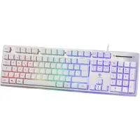 Deltaco Gamingtangentbord med RGB-belysning och nordisk layout - vit
