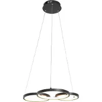 QAZQA Hänglampa svart inkl LED 3-stegs dimbar 3-ljus - Rondas