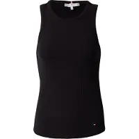 Tommy Hilfiger för kvinnor. WW0WW38635 Svart ärmlös T-shirt med smal passform och ribbstickad ärm med ribbstickade ärmar (M), Casual, Bomull