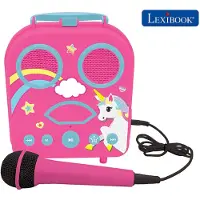 Lexibook Bärbar Unicorn Karaoke System med mikrofon, rosa