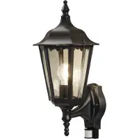 Konstsmide Utomhus vägglampa med rörelsesensor FIRENZE, Svart, Glas, Lantlig / rustik