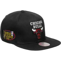 Mitchell & ness Chicago Bulls NBA Top Spot Snapback Keps Justerbar - Svart 1998 NBA Finals Sidopatch