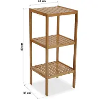 Jamon Badrumshylla Louis - 80 x 33 x 34 cm - 3 organiseringshyllor i Bambu - Brun - Versa brun