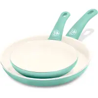 GreenLife Soft Grip Healthy Ceramic Nonstick 7 " och 10 " Stekpannan Set PFAS & PFOA-Free Diskmaskin Sker gg omelett Skillettkokare fr enkel