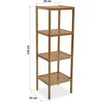 Jamon Badrumsskåp med hyllor Louis - 110 x 33 x 34 cm - 4 organiseringshyllor i Bambu - Brun - Versa brun