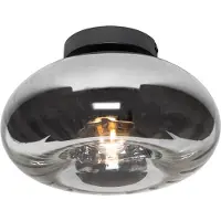 QAZQA Art Deco taklampa svart med rökglas - Ayesha
